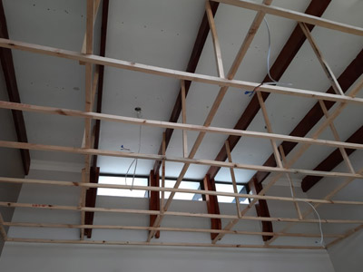 ISO board ceiling installations and walls painted : before