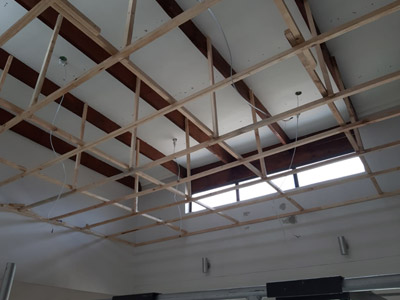 ISO board ceiling installations and walls painted : before