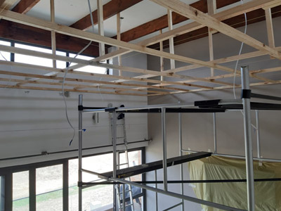 ISO board ceiling installations and walls painted : before